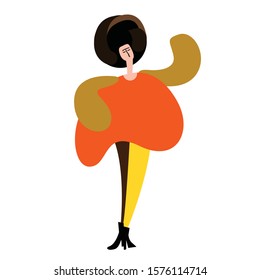 young girl dancing, flat design illustration 