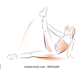 young girl doing fitness exercise