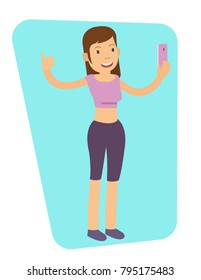 Young Girl doing selfie after workout