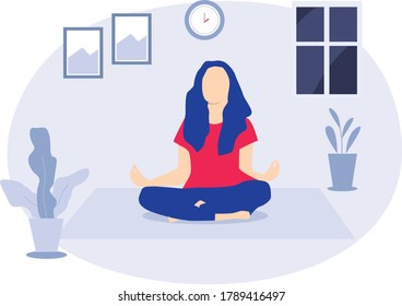 Young girl doing yoga - Illustration design