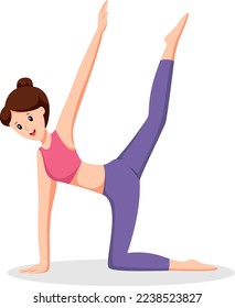 Young Girl Doing Yoga Moves Character Design Illustration