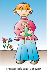 young girl with a doll