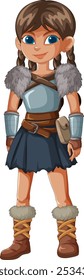 A young girl dressed as a warrior