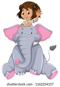 Young girl and elephant illustration