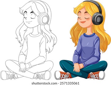 Young girl enjoying music with closed eyes