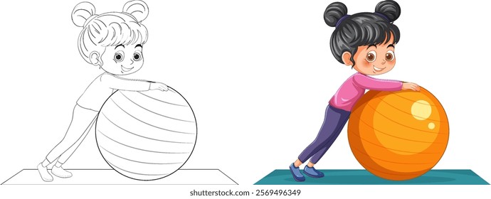 Young girl enjoying playtime with a large ball