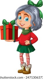 Young girl with a festive gift box