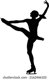 Young Girl Figure Skater Black Silhouette