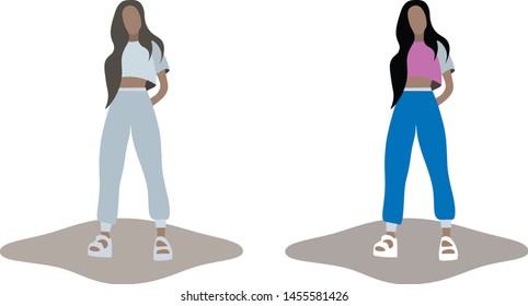 young girl flat character design