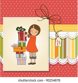 young girl with gift