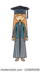 young girl graduate character