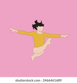 young girl gymnastic simple vector illustration