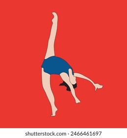 young girl gymnastic simple vector illustration