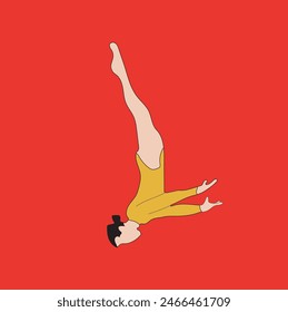 chica joven gimnástica simple Ilustración vectorial