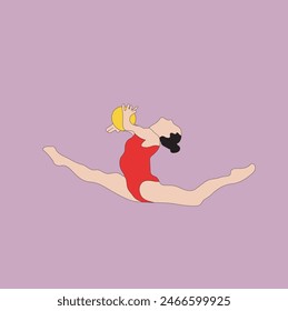 young girl gymnastic sport vector illustration