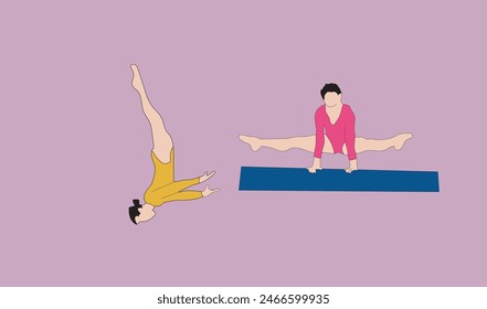 young girl gymnastic sport vector illustration