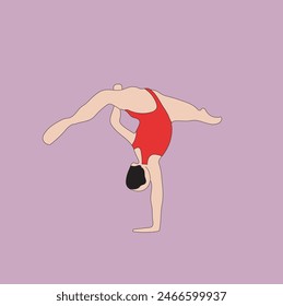 young girl gymnastic sport vector illustration