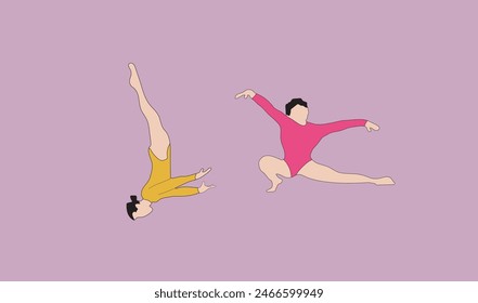 young girl gymnastic sport vector illustration