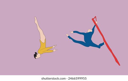 young girl gymnastic sport vector illustration