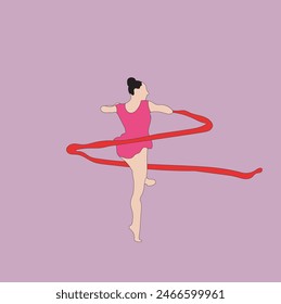 young girl gymnastic sport vector illustration