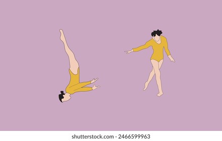 young girl gymnastic sport vector illustration