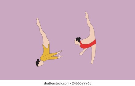 young girl gymnastic sport vector illustration