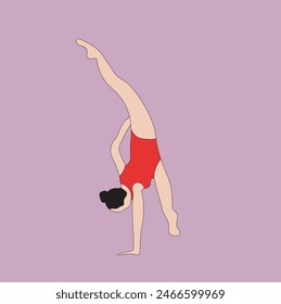 young girl gymnastic sport vector illustration