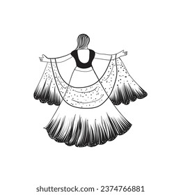 young girl with his long dress sketch vector illustration design