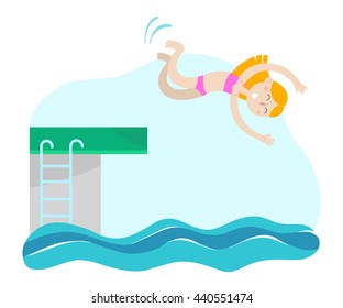 Young Girl Jumping Into Water Heights Stock Vector (Royalty Free ...