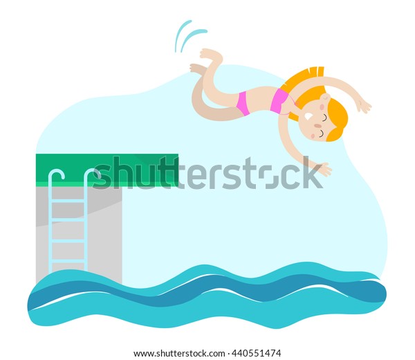 Young Girl Jumping Into Water Heights Stock Vector (Royalty Free ...