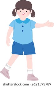 Young girl kid character standing vector illustration