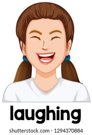 Young girl laughing facial expression illustration