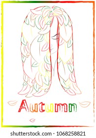 young girl with long hair, color pattern,the leaves instead of hair , autumn banner