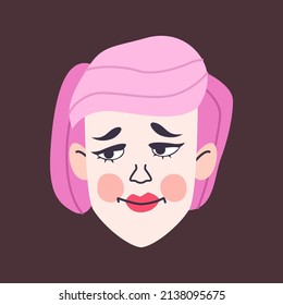 young girl at a loss on a dark background girl in cartoon style vector format