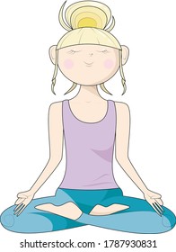 young girl in lotus pose