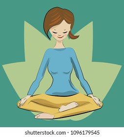 Young Girl Making Lotus Yoga Pose. Padmasana