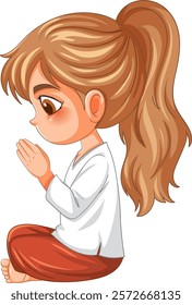 Young girl meditating with hands in prayer