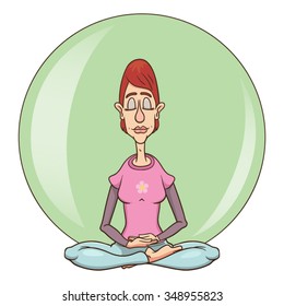Young girl meditation vector cartoon, illustration  