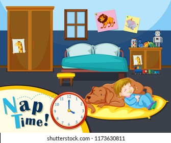 Young girl nap time illustration