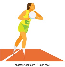 A Young Girl Is A Netball Player Which Is Ready To Send The Ball