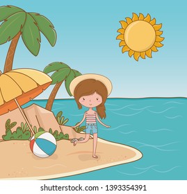 young girl on the beach scene