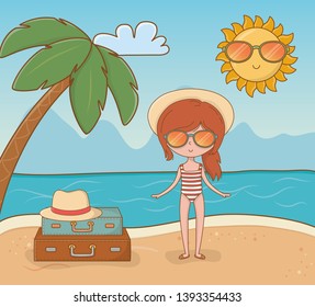 young girl on the beach scene