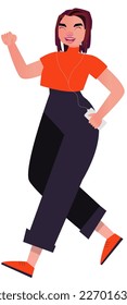 young girl with phone and headphones
