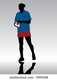 young girl play handball silhouette