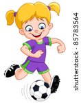 Young girl playing soccer