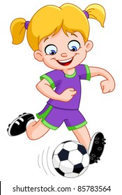 Young girl playing soccer