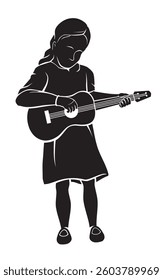 Young Girl Playing Toy Guitar