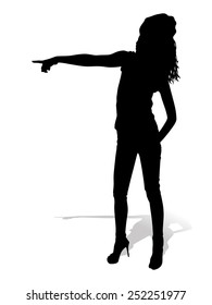 Young girl pointing, vector