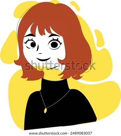 Young Girl Potrait Icon with flat style. With a simple pattern on a white background.