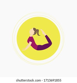 A young girl practices yoga, stretching, and gymnastics. Exercise in the king Cobra pose or the Raja Bhujangasana pose. Flat style. Vector illustration on an isolated white background